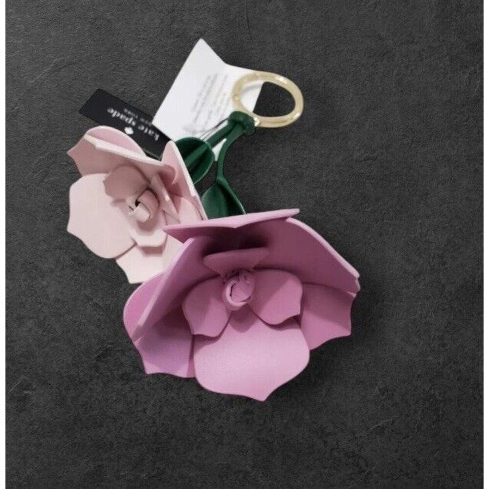 Kate Spade Perfect Plume 3D Flower Keychain Key Fob Bag Charm - Picture 2 of 6